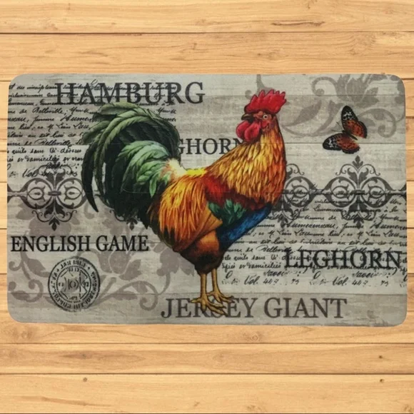 Farmhouse French Country Accent Mat Colorful Rooster Decor 17” X 28” Multicolor - Picture 2 of 10